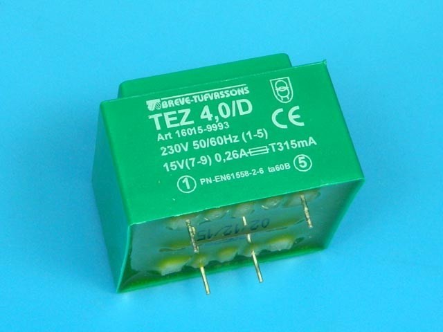 Síťový transformátor do PCB 230V / 15V, 4VA