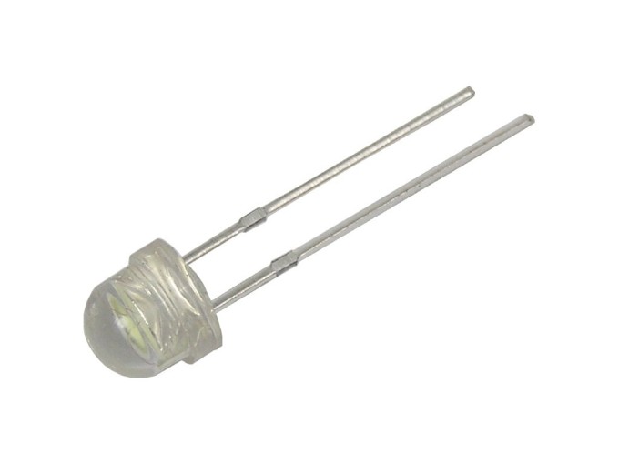 Bílá LED dioda 5mm kulatá s pouzdrem Straw Hat