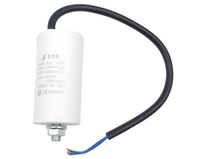 Rozběhový kondenzátor motorový 10uF s kabelem TC886HS