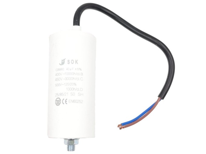 Motorový rozběhový kondenzátor 40uF s kabelem TC886HS