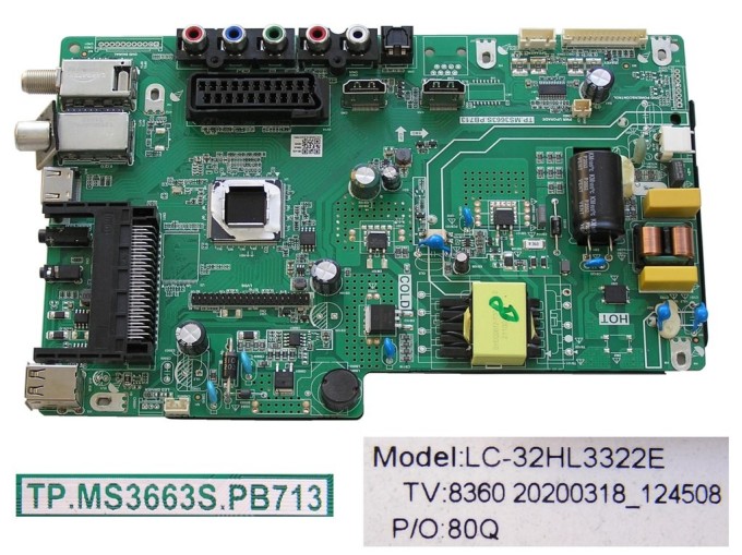 Základní deska LCD modulu pro Sharp 32CB2E / Main board LC-32HL3322E / TP.MS3663S.PB713