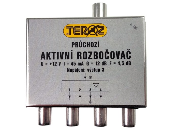 aktivní TV anténní rozbočovač s 4 výstupy TEROZ č.425