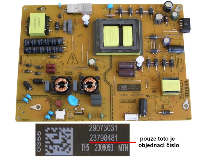Napájecí zdrojová deska 17IPS72 pro LCD Vestel 23798481