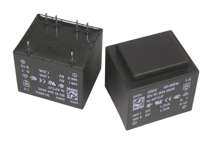 Síťový transformátor do plošného spoje 230V / 2x6V 2,6VA BVEI3042045