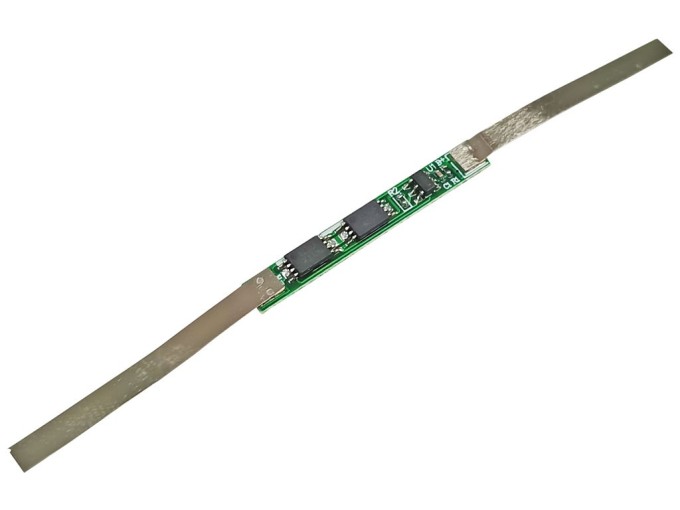 BMS ochranný modul pro 1 Li-Ion článek s proudem do 3A a páskovými vývody