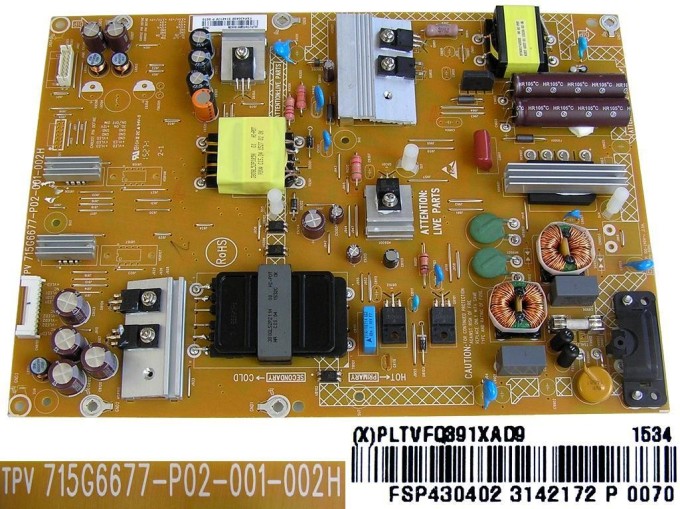 Napájecí zdroj LCD modulu PLTVFQ391XAD9 / SMPS deska 715G6677-P02-001-002H / FSP430402 Philips 996595308408