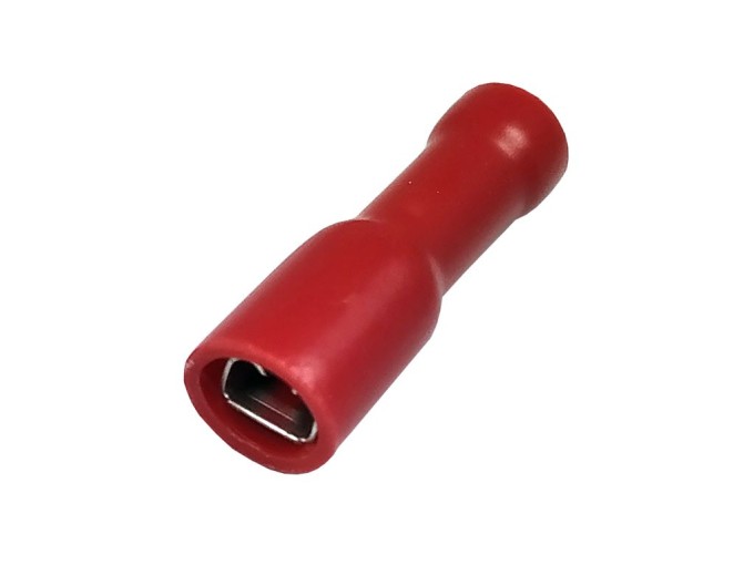 Krimpovací Faston konektor 2,8 mm s červenou izolací - zásuvka