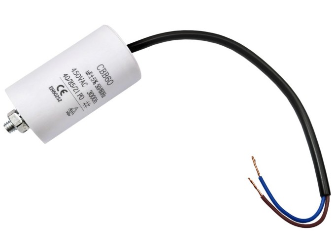 Motorový rozběhový kondenzátor 2,5 µF 450V s kabelem 25 cm CBB60