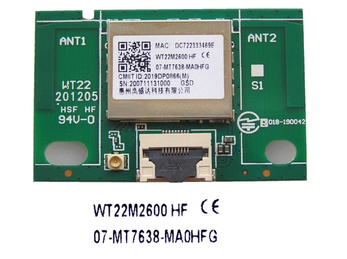 WiFi modul LCD LED TV TCL 07-MT7638-MA0HFG / WT22M2600HF