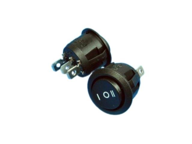 Kolébkový vypínač kulatý SCI R13-112I-BB-7D černý (ON)-OFF-(ON) 10A 250VAC