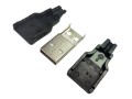 USB konektor typ A samec, letovací, černý plast