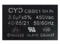 Rozběhový kondenzátor CBB61 3.0 µF 450 V s lankovými vývody 10 cm