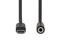 Audio redukce USB-C na 3,5 mm jack kabel 1m černý