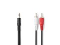 Audio kabel 3,5mm jack na 2x RCA, 10m, černý, Nedis