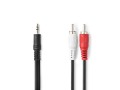 Stereo audio kabel 3,5mm jack - 2x RCA, 5 m, černý