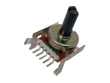 Stereo potenciometr otočný 50 kΩ / A s držákem a 6 vývody
