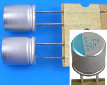 Elektrolytický polymerový kondenzátor 820uF 4V 105°C s nízkým ESR a vysokým ripple current