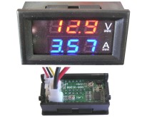 Digitální panelové sdružené měřidlo 0-100V, 0-10A s napájením 5-30V