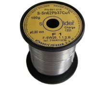 Pájka cínová Sn62Pb37Cu1 0,8 mm cívka 100 g s tavidlem F1
