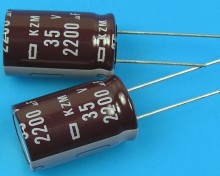 Elektrolytický kondenzátor 2200uF 35V 105°C Nippon KZM low ESR