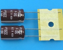 Elektrolytický kondenzátor 220uF 50V 105°C Nippon KZM low ESR