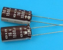 Elektrolytický kondenzátor 1500uF 16V 105°C Nippon KZM low ESR