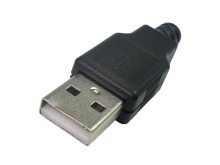 USB konektor typ A samec, letovací, černý plast