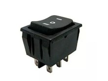 Kolébkový vypínač 3 polohy 6 pinů (ON)-OFF-(ON) 250V 15A černý