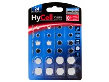 Sada 24 ks knoflíkových alkalických a lithiových baterií HyCell