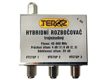 TV anténní hybridní rozbočovač s 3 výstupy typ 104 F