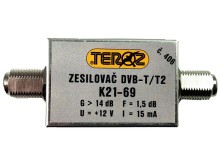 DVB-T2 anténní zesilovač 14 dB s F konektory TEROZ č.406