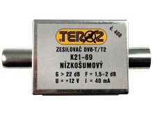 DVB-T/DVB-T2 anténní zesilovač 22 dB s IEC konektory TEROZ č.408