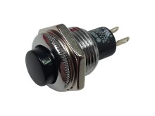 Tlačítkové spínač 250V/1A s 1 rozpínacím kontaktem, černý, otvor 12,7 mm
