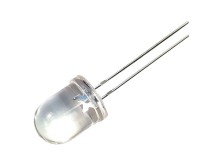 Bílá kulatá LED dioda 10mm s čirým krytem a vysokou svítivostí