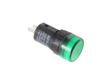 Zelená LED kontrolka 24V AC/DC s montážním otvorem 16 mm