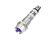 Modrá LED kontrolka 12V AC/DC s kovovou objímkou M8