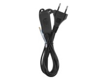 Flexo síťový kabel 2x0,75mm² s vypínačem, černá plochá dvojlinka 2 m