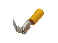 Krimpovací Faston konektor 6,3 mm s žlutou izolací průchozí zásuvka a kolík