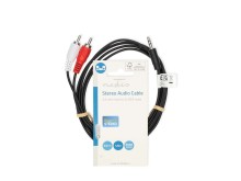 Stereo audio kabel 3,5mm jack - 2x RCA, 1,5 m, černý