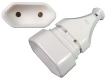 Plochá 2pólová síťová zásuvka na kabel 250VAC/2,5A bílá GN-11
