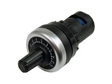 Lineární potenciometr 200 kΩ 2W s knoflíkem a stupnicí, montážní otvor 22 mm