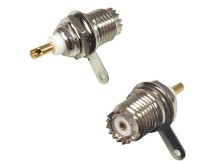 Panelová MINI-UHF zásuvka (samice) s maticí, pájecí