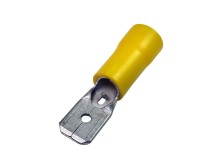 Krimpovací Faston konektor 6,3 mm s žlutou izolací - zástrčka