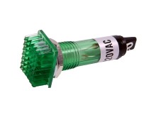 Zelená kontrolka s doutnavkou 230 V AC, otvor 10 mm