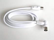 Anténní účastnický koaxiální kabel 2,5 m bílý s přímým a úhlovým konektorem
