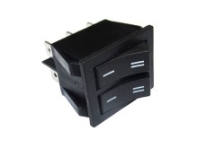 Dvojitý kolébkový vypínač 250V / 15A, 2x ON-OFF, černý s FASTON 6,3mm