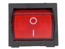 Dvoupólový kolébkový vypínač s doutnavkou 19,5 x 22 mm, 6A/250V, 10A/125V