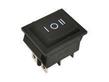 Kolébkový vypínač 3 polohy 6 pinů (ON)-OFF-(ON) 250V 15A černý