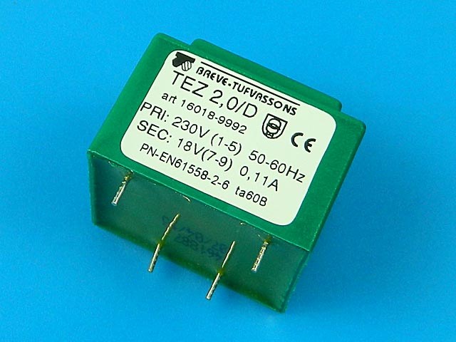 transformátor síťový do plošného spoje  230 / 18V - 2VA