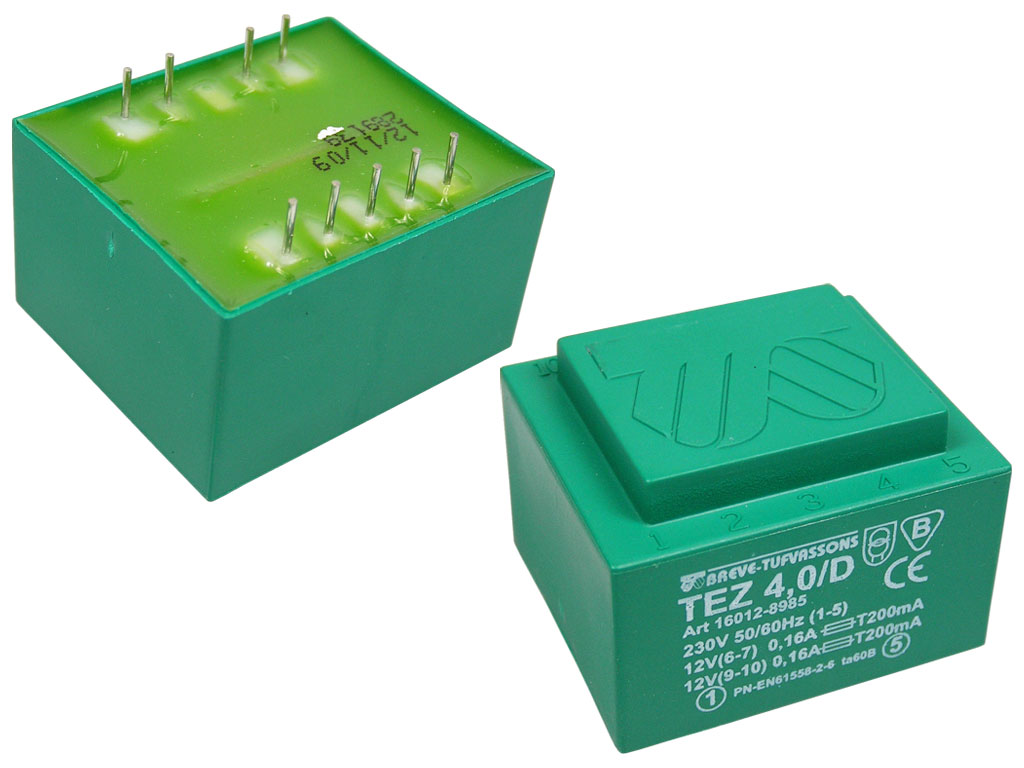 transformátor síťový do plošného spoje  230 / 2x12V - 4VA